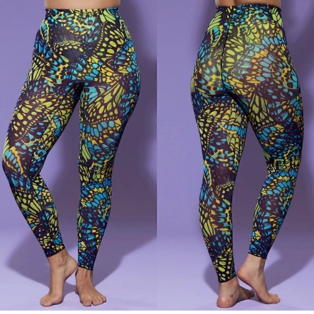 Yitty by Lizzo Mesh Me Smoothing High Waist Legging in Bright Ass Blue Buttafly